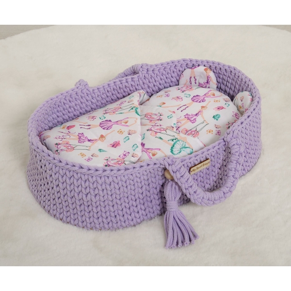 Babyhörnchen für Puppen mit Kissen - Ballerinen lila