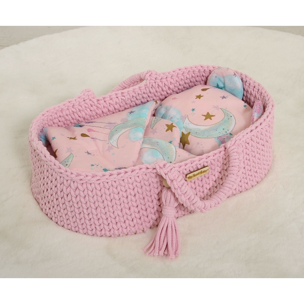Babyhörnchen für Puppen mit Kissen -  Monde rosa