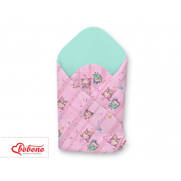Babyhörnchen mit steifen Einlage - Eulen rosa-minze/minze