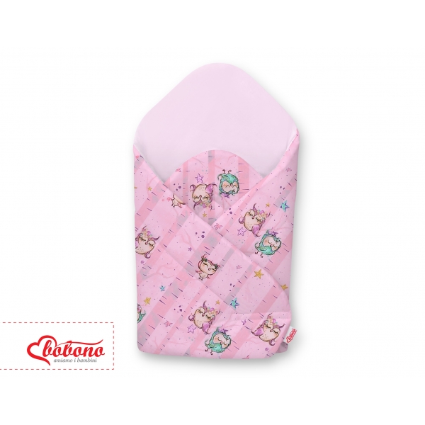 Babyhörnchen mit steifen Einlage - Eulen rosa-minze/rosa