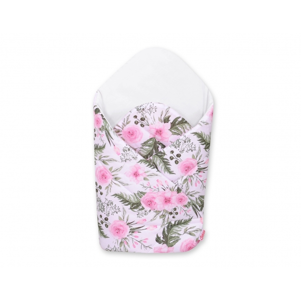 Babyhörnchen mit steifen Einlage - rosa Blüten/weiß