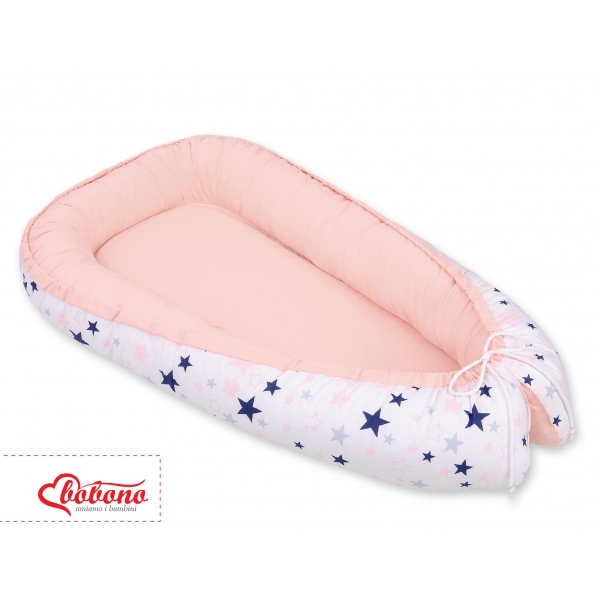 Babykokon - navy blue stars/puderrosa