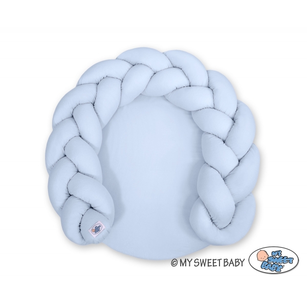 Babykokon / Spielmatte mit Zopfschlange 2 in1 - blau Geflochtene Bettumrandung