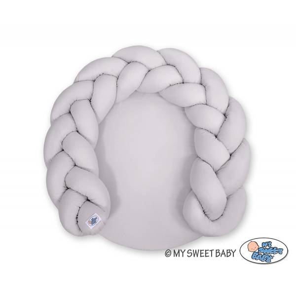 Babykokon / Spielmatte Zopfschlange 2 in1 - grau Geflochtene Bettschlange