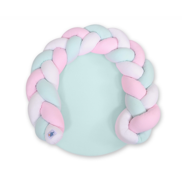 Babykokon / Spielmatte / Bettumrandung 2 in1 - weiß-rosa-minze