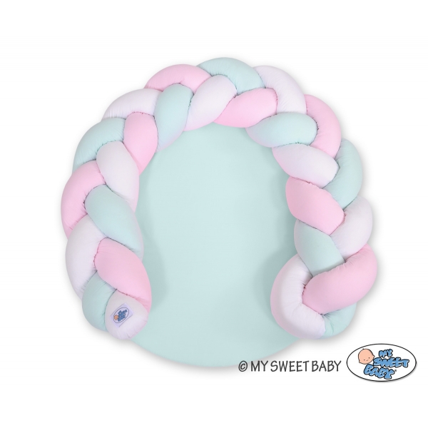 Babykokon / Spielmatte / Bettumrandung 2 in1 - weiß-rosa-minze