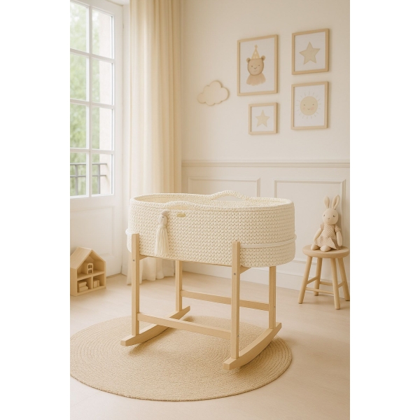 Babykorb häkeln aus Schnur Creme