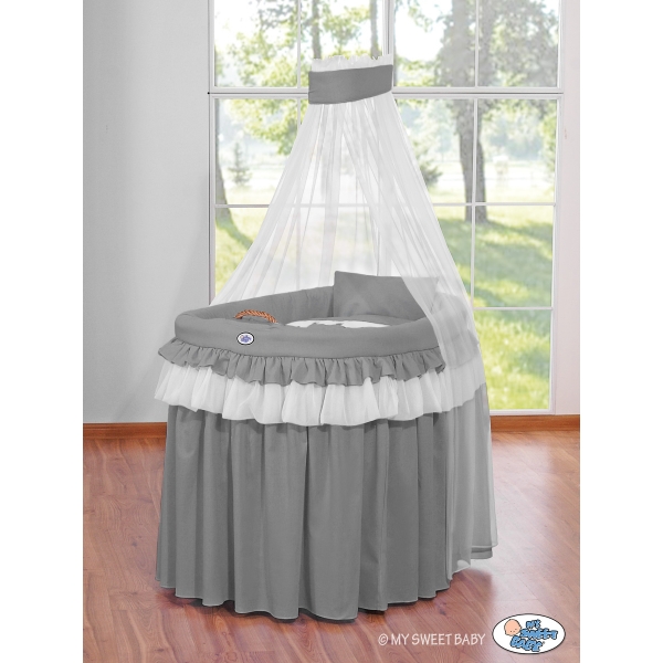 Babykorb mit Rollen Stubenwagen mit Himmel - Little Prince/Princess anthrazit