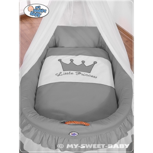 Babykorb mit Rollen Stubenwagen mit Himmel - Little Prince/Princess anthrazit