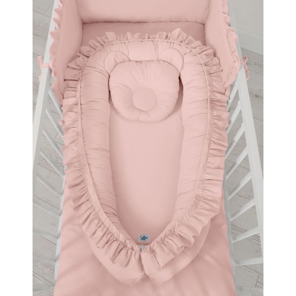 Babynest mit Rüsche - altrosa
