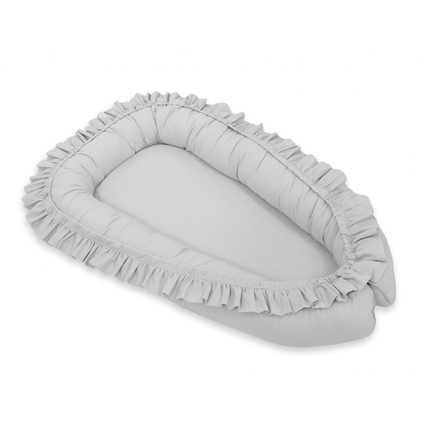 Babynest mit Rüsche - grau