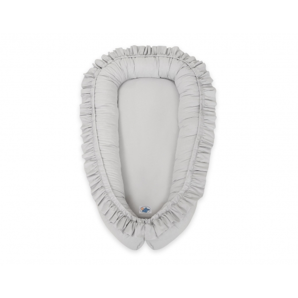 Babynest mit Rüsche - grau