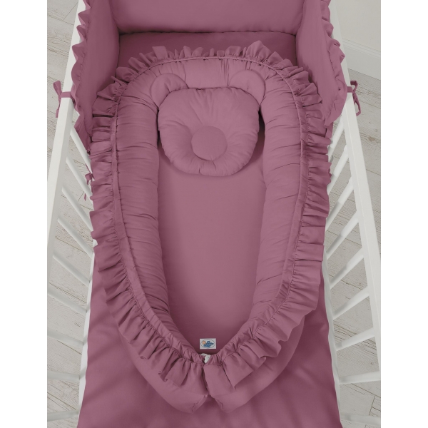 Babynest mit Rüsche Kokon - pastellviolett