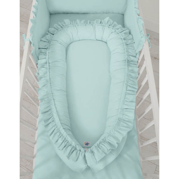 Babynest mit Rüsche - minze