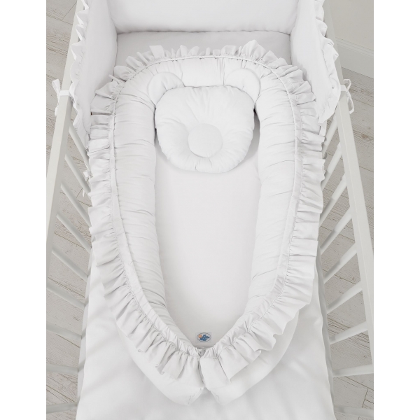 Babynest mit Rüsche - Weiß