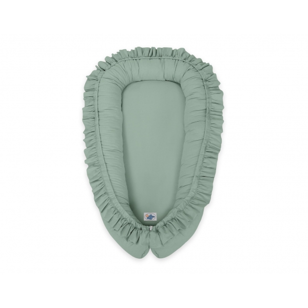 Babynest mit Rüsche - weißgrün