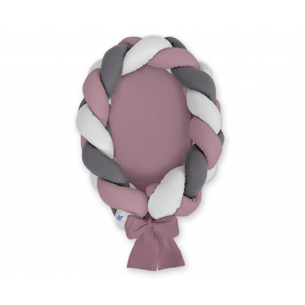 Babynest Geflochten 2 in 1 - pastellviolett- grau - anthrazit