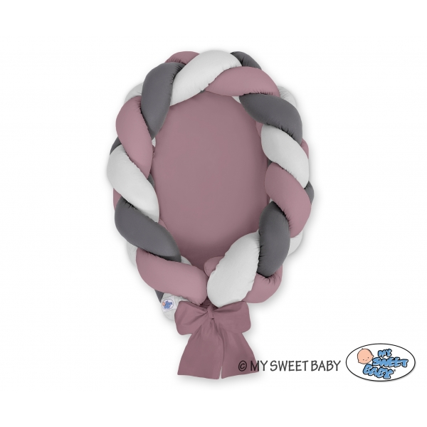 Babynest Geflochten 2 in 1 - pastellviolett- grau - anthrazit