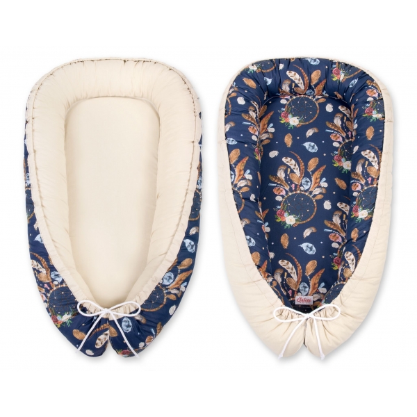 Babynestchen Babykokon - Traumfänger dunkelblau/beige