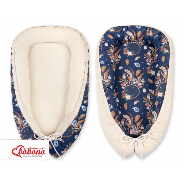 Babynestchen Babykokon - Traumfänger dunkelblau/beige