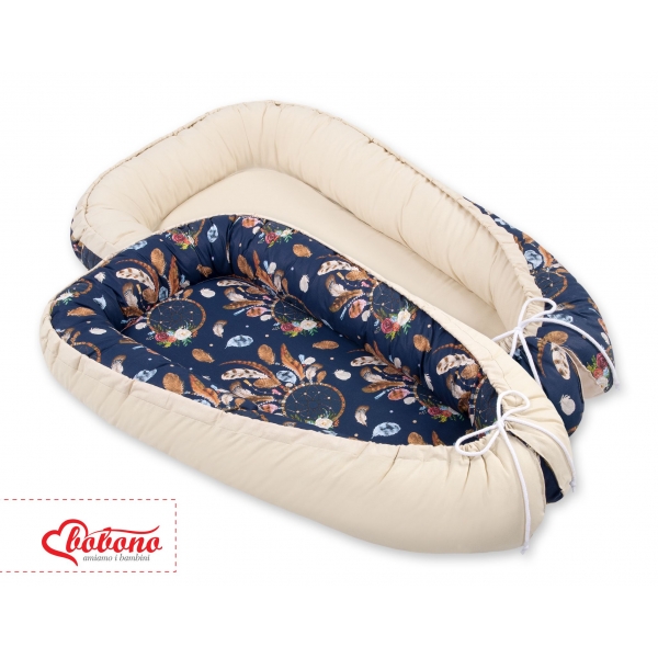 Babynestchen Babykokon - Traumfänger dunkelblau/beige