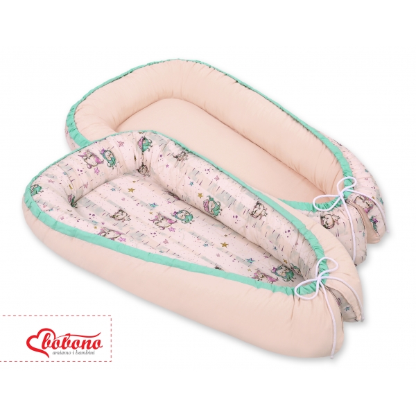 Babynestchen - Eulen creme-minze/puderrosa