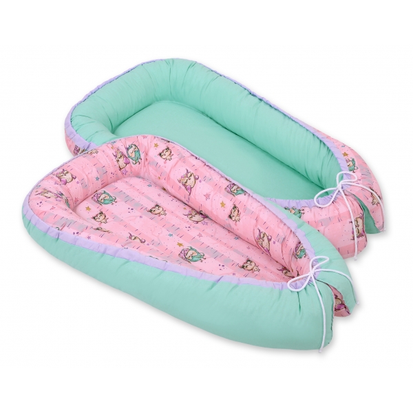 Babynestchen - Eulen rosa-minze/minze