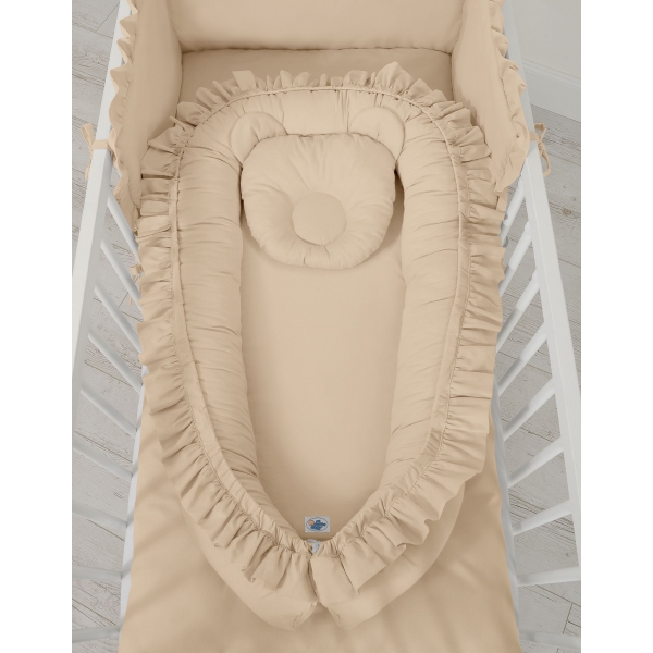 Babynestchen mit Rüsche - beige