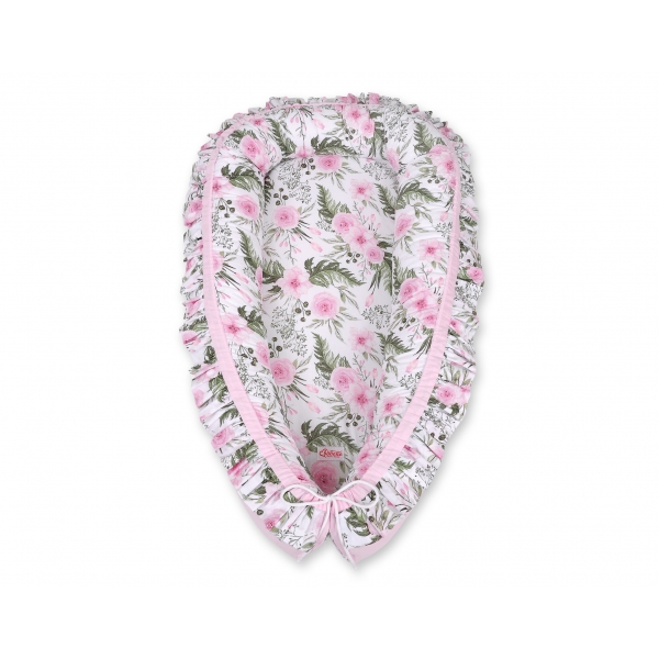 Babynestchen mit Rüsche - rosa Blüten/rosa