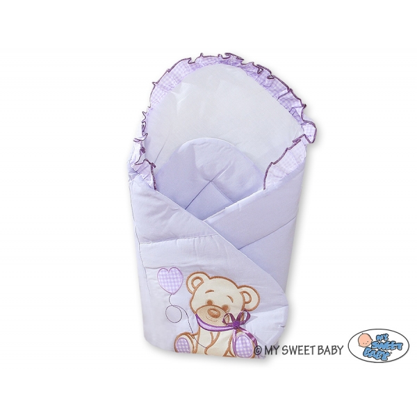 Babynestchen mit Steife Einlage - Bär mit Schleife lila