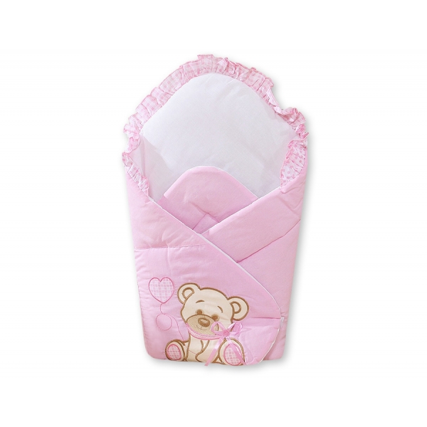 Babynestchen mit Steife Einlage - Bär mit Schleife rosa