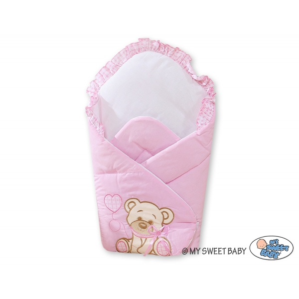 Babynestchen mit Steife Einlage - Bär mit Schleife rosa