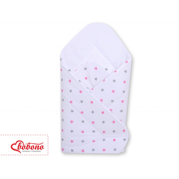 Babyhörnchen mit steife Einlage - Weis mit grau-rosa Sternchen