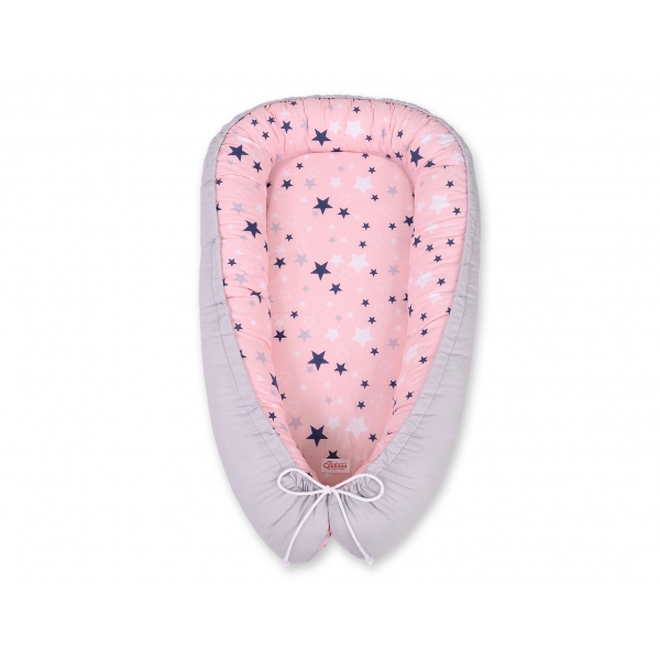 Babynestchen - rosa-blaue Sternen/grau