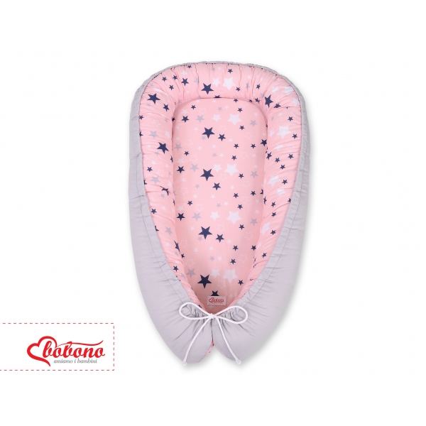 Babynestchen - rosa-blaue Sternen/grau