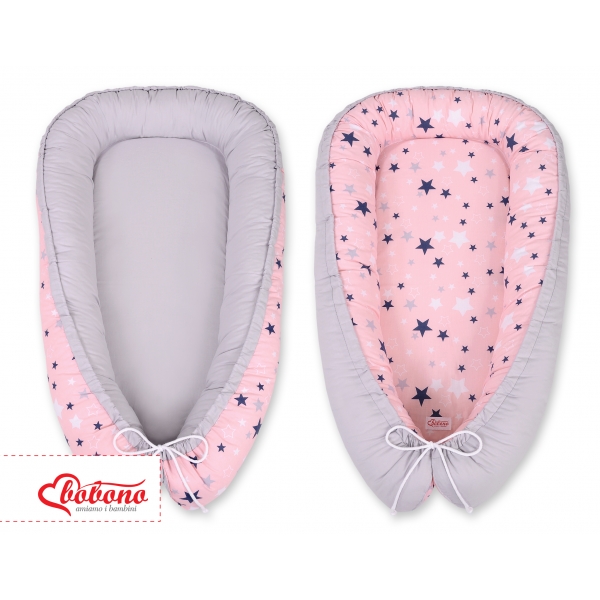 Babynestchen - rosa-blaue Sternen/grau