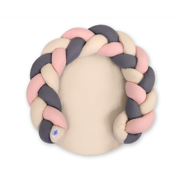 Babynestchen / Spielmatte 2 in1 - beige-altrosa-anthrazit Bettschlange Bettumrandung