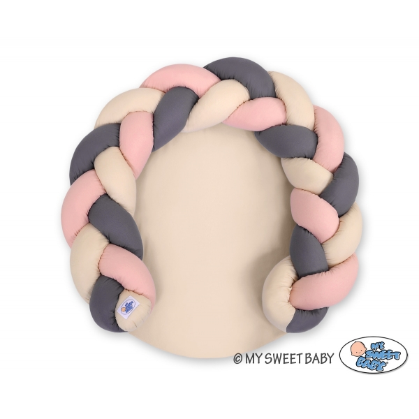 Babynestchen / Spielmatte 2 in1 - beige-altrosa-anthrazit Bettschlange Bettumrandung
