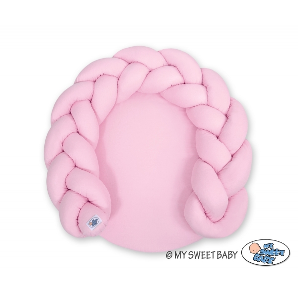 Babynestchen / Spielmatte mit Bettumrandung Geflochten 2 in1 - rosa