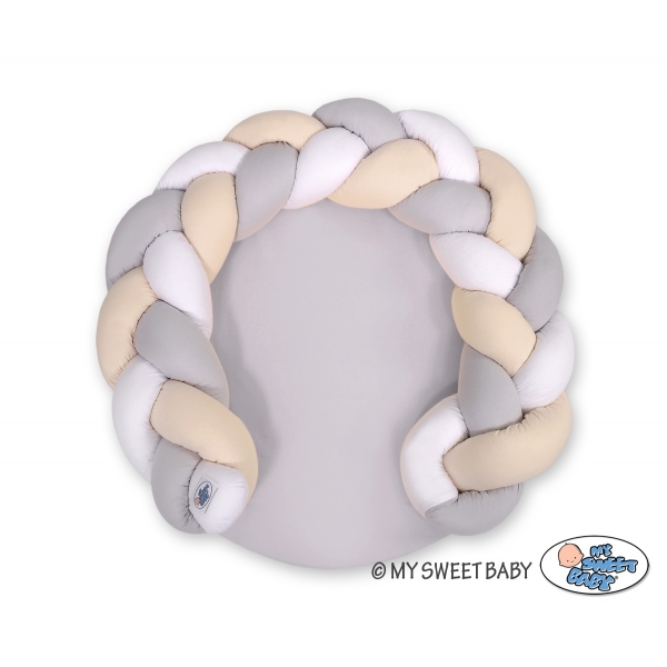 Babynestchen Zopfschlange  / Spielmatte 2 in1 - weiß-beige-grau