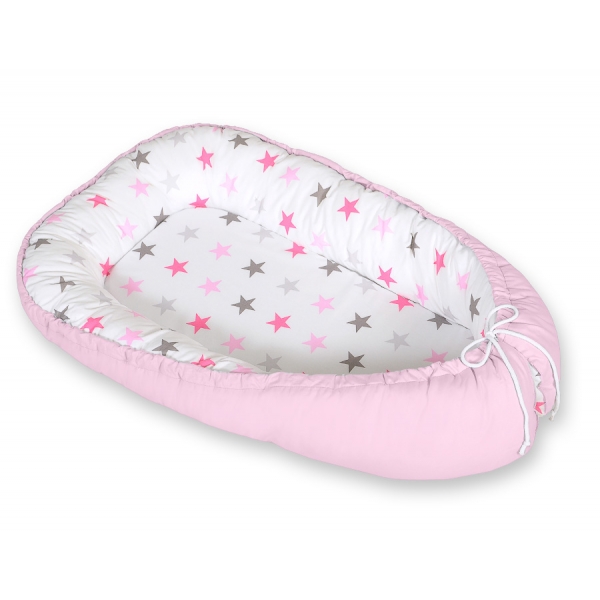 Babynestchen - Sternen grau-rosa/grau