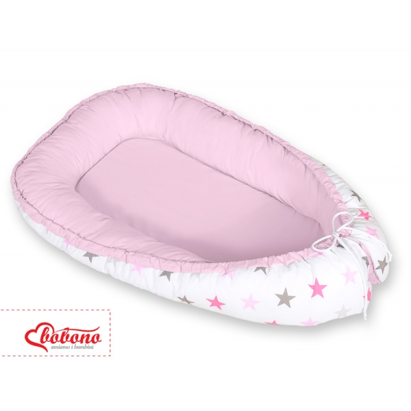 Babynestchen - Sternen grau-rosa/grau