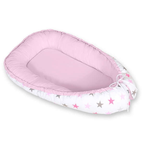 Babynestchen - Sternen grau-rosa/grau