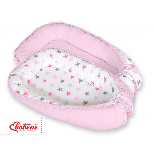 Babynestchen - Sternen grau-rosa/grau