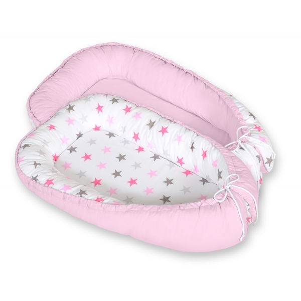 Babynestchen - Sternen grau-rosa/grau