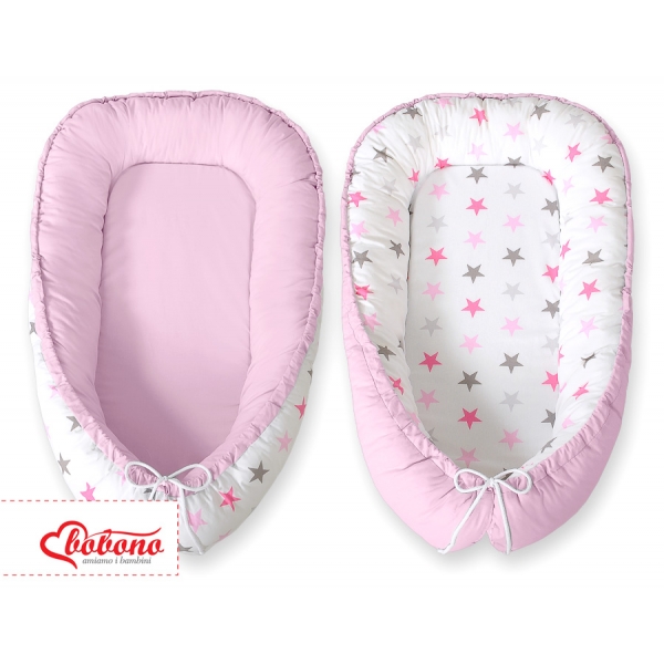 Babynestchen - Sternen grau-rosa/grau
