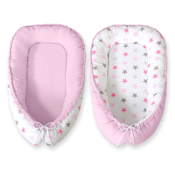 Babynestchen - Sternen grau-rosa/grau