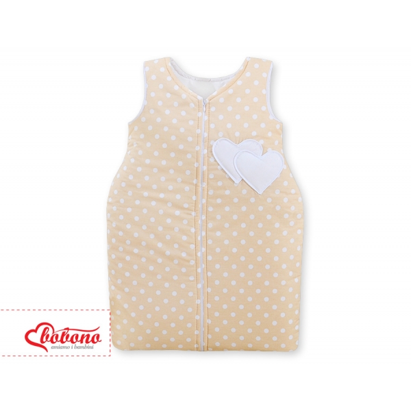 Babyschlafsack - Hängende Herzen Beige - Punktemuster