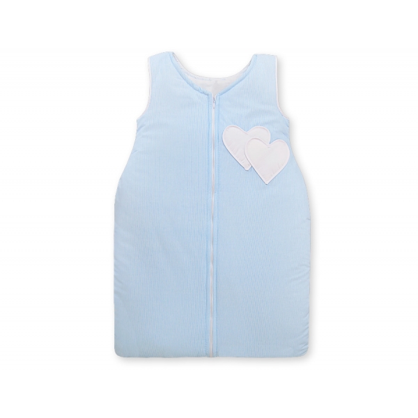 Babyschlafsack - Hängende Herzen blau gestreift