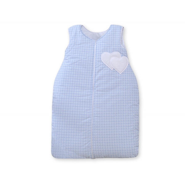 Babyschlafsack - Hängende Herzen blau kariert